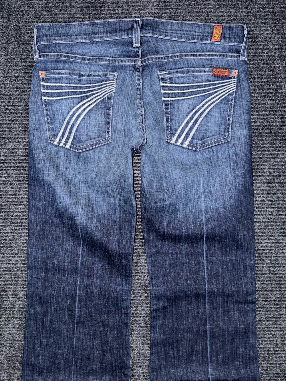 7 For All Mankind Women's Flare Jeans in Dark Blue Denim - Picture 5 of 10